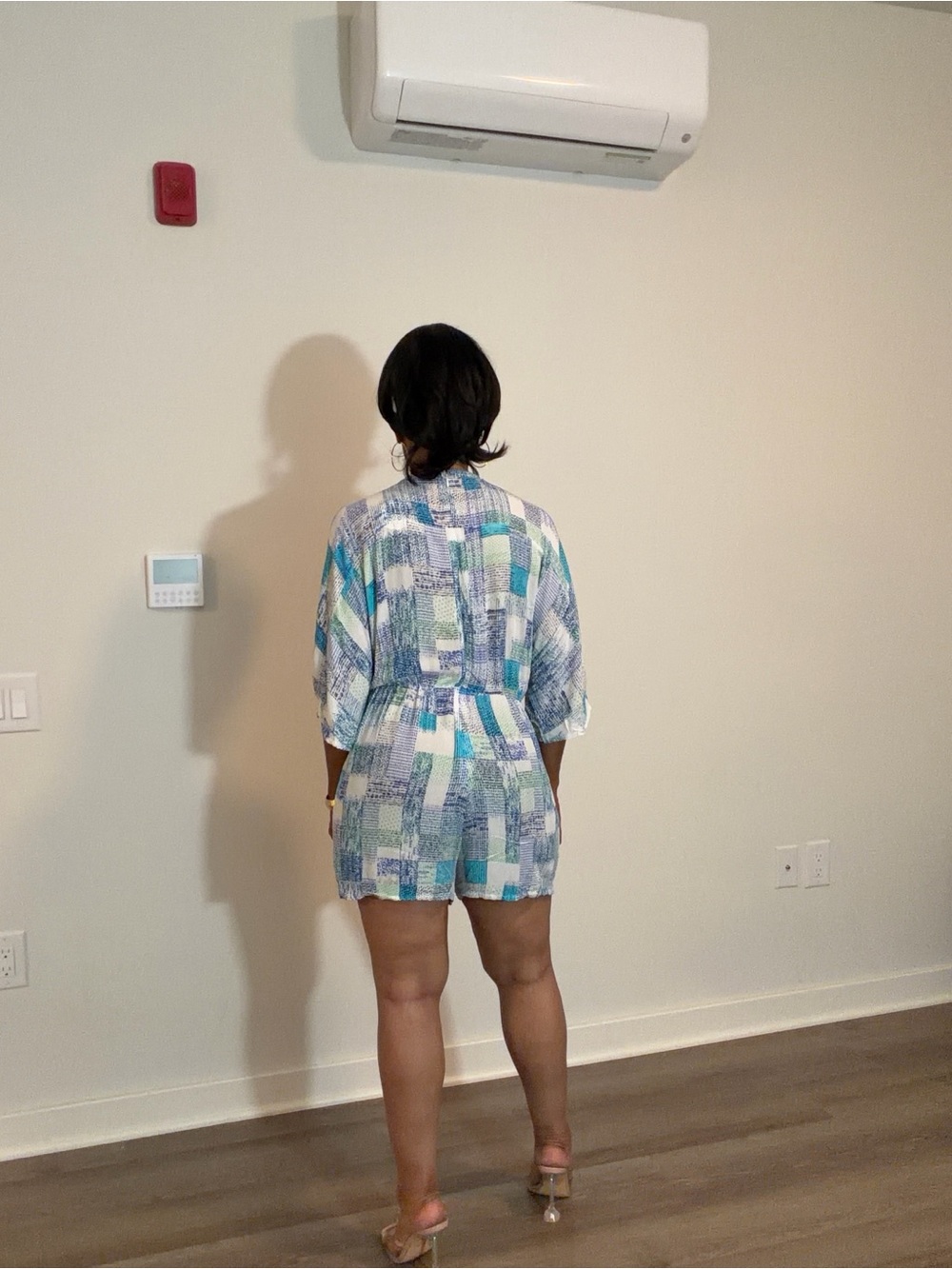 Blue & White Patchwork Romper - Picture 3 of 5